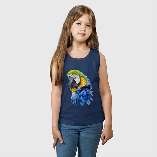 Детская майка Сине-золотой попугай ара / Тёмно-синий – фото 3