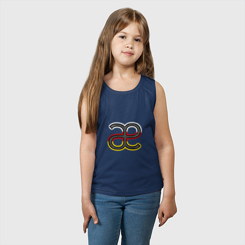 Детская майка Буква осетинского алфавита с национальным триколор / Тёмно-синий – фото 3