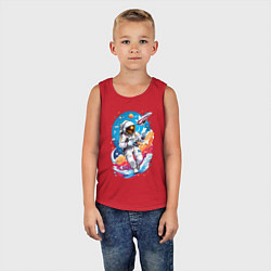 Майка детская хлопок Космонавт в небе, цвет: красный — фото 2