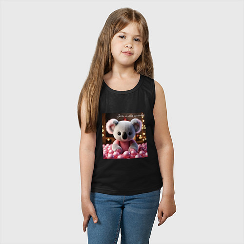 Детская майка Игрушечная коала и надпись: зато я очень красивый / Черный – фото 3