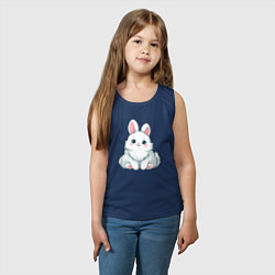 Майка детская хлопок Пушистый аниме кролик, цвет: тёмно-синий — фото 2