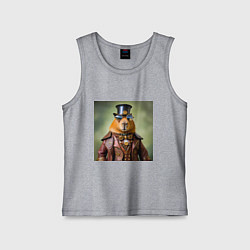 Майка детская хлопок Мем капибара в очках в стиле стимпанк, цвет: меланж