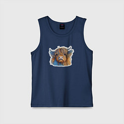 Майка детская хлопок Шотландский волосатый бык, цвет: тёмно-синий
