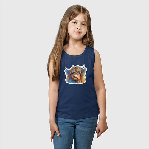 Детская майка Шотландский волосатый бык / Тёмно-синий – фото 3