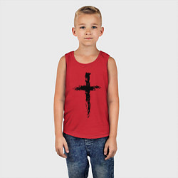 Майка детская хлопок Крест волнистый графика, цвет: красный — фото 2