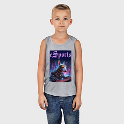 Майка детская хлопок Cyber bull terrier - esports, цвет: меланж — фото 2