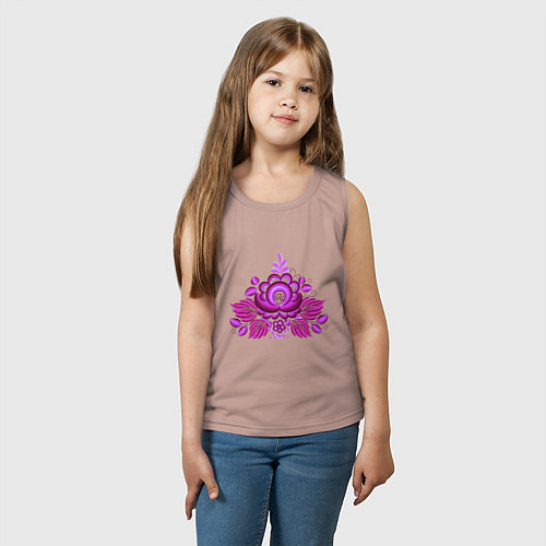 Детская майка Малиновый цветок и узоры гжель / Пыльно-розовый – фото 3