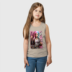Майка детская хлопок Barbie - punk guitarist ai art, цвет: миндальный — фото 2