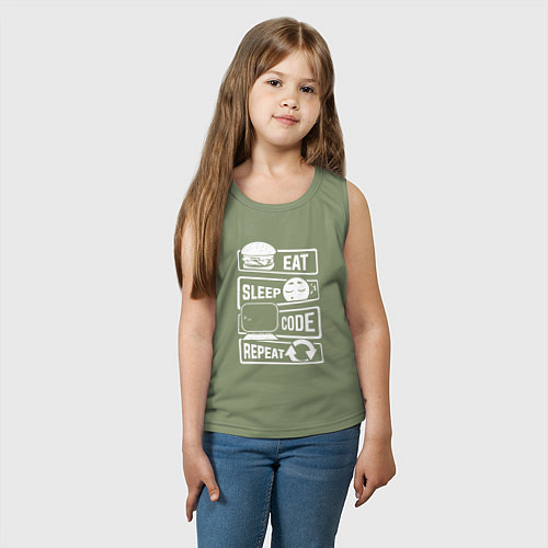 Детская майка Eat sleep code repeat арт / Авокадо – фото 3