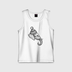 Майка детская хлопок Слон в шапке, цвет: белый