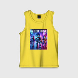 Майка детская хлопок Minecraft and cyberpunk - collaboration, цвет: желтый