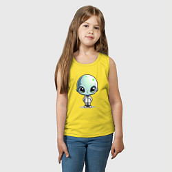 Майка детская хлопок Милый инопланетянин с большими глазами, цвет: желтый — фото 2
