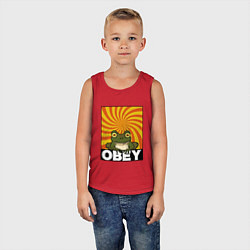 Майка детская хлопок Гипножаба по мотивам Футурама на оранжевом фоне, цвет: красный — фото 2