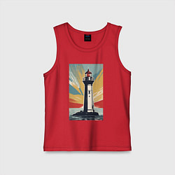 Майка детская хлопок Одинокий маяк, цвет: красный