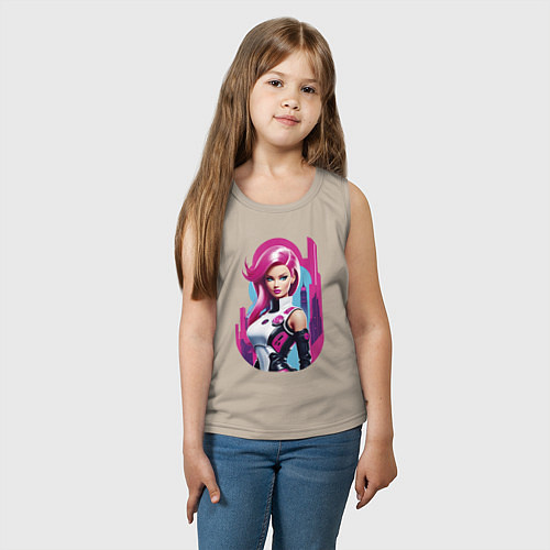 Детская майка Beauty Barbie - ai art / Миндальный – фото 3