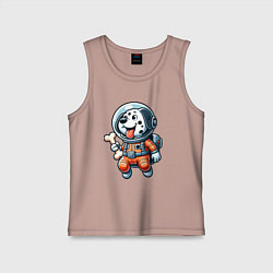 Майка детская хлопок Dalmatian cosmonaut puppy with a bone, цвет: пыльно-розовый
