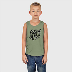 Майка детская хлопок Вайб позитив, цвет: авокадо — фото 2
