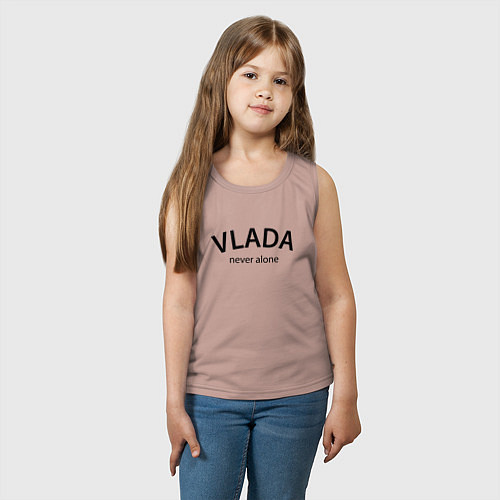 Детская майка Vlada never alone - motto / Пыльно-розовый – фото 3