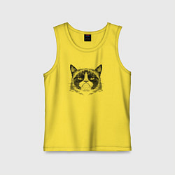 Майка детская хлопок Grumpy cat мем, цвет: желтый
