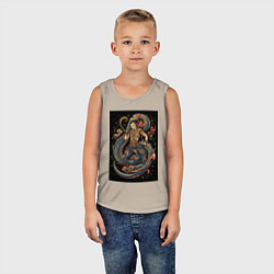 Майка детская хлопок Муай Тай боец и змея, цвет: миндальный — фото 2