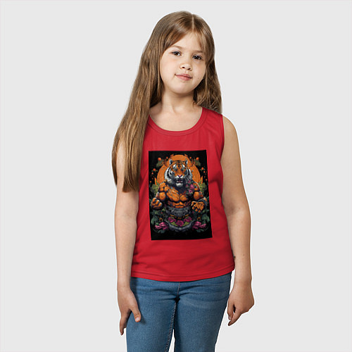 Детская майка Тигр Муай Тай в стойке / Красный – фото 3