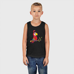 Майка детская хлопок Красный попугайчик, цвет: черный — фото 2