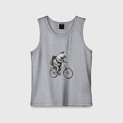 Майка детская хлопок Капибара на велосипеде в черном цвете, цвет: меланж