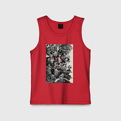 Майка детская хлопок Ван-Пис Луффи Монки Д, цвет: красный