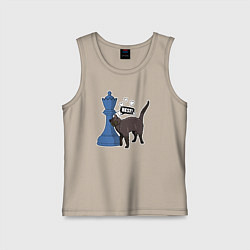 Майка детская хлопок Кот Зефир и шахматный ферзь, цвет: миндальный