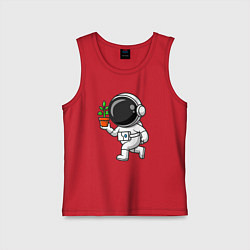 Майка детская хлопок Космонавт флорист, цвет: красный
