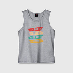 Майка детская хлопок Есть спать тренировка, цвет: меланж
