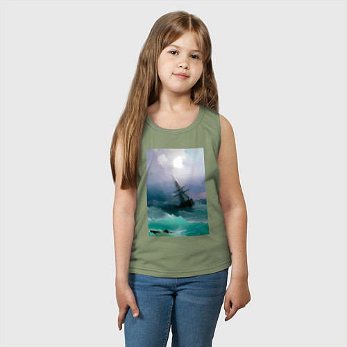Детская майка Корабль среди бурного моря / Авокадо – фото 3
