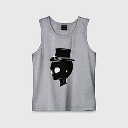 Майка детская хлопок Пришелец в цилиндре, цвет: меланж