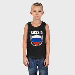 Майка детская хлопок Russian flag, цвет: черный — фото 2