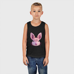Майка детская хлопок Розовый заяц - портрет кролика, цвет: черный — фото 2