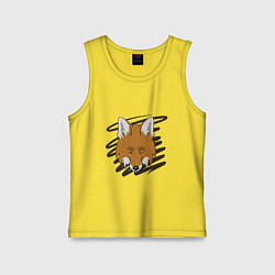 Майка детская хлопок Стилизованная морда лисы, цвет: желтый