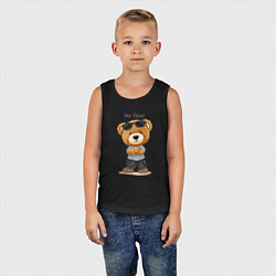 Майка детская хлопок Плюшевый медвежонок - бесстрашный, цвет: черный — фото 2