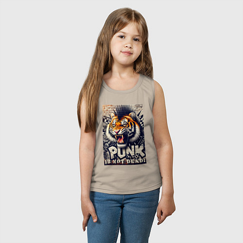 Детская майка Cool tiger - punks not dead / Миндальный – фото 3