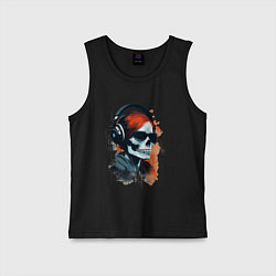 Майка детская хлопок Grunge redhead girl skull, цвет: черный