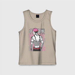 Майка детская хлопок Магическая битва Сукуна jujutsu kaisen Sukuna, цвет: миндальный