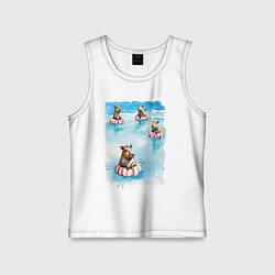 Майка детская хлопок Капибара на море, цвет: белый