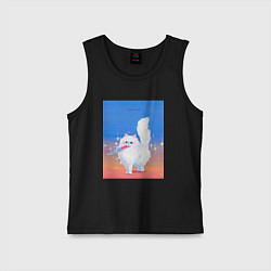 Майка детская хлопок Кошечка с ножом на пределе, цвет: черный