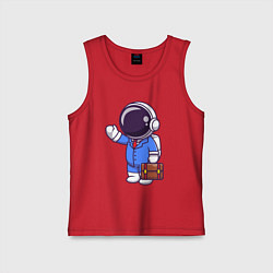 Майка детская хлопок Космонавт с чемоданом, цвет: красный