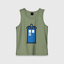 Майка детская хлопок Tardis pixels, цвет: авокадо