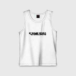 Майка детская хлопок Киберпанк - черная надпись Samurai, цвет: белый