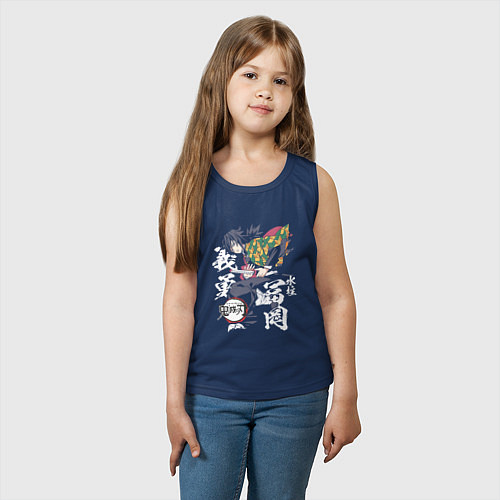 Детская майка Клинок рассекающий демонов Гиа / Тёмно-синий – фото 3