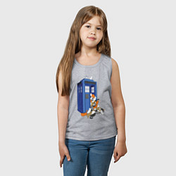 Майка детская хлопок Тардис и котики, цвет: меланж — фото 2