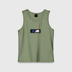 Майка детская хлопок BMW logo sport steel, цвет: авокадо