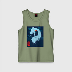 Майка детская хлопок Принцесса Мононоке-волчица Моро, цвет: авокадо