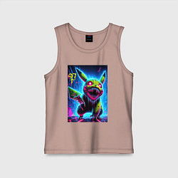 Майка детская хлопок Pikachu - nightmare ai art fantasy, цвет: пыльно-розовый